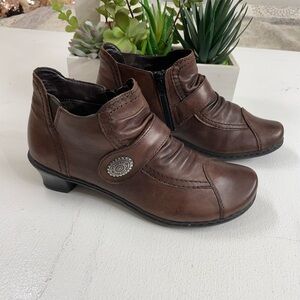 Rieker Brown Ankle Boots with Velcro Strap